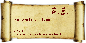 Persovics Elemér névjegykártya